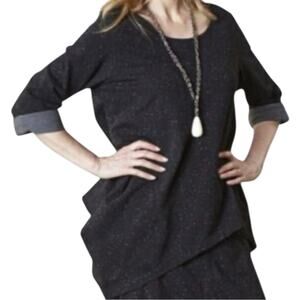 Bryn Walker Asymmetrical Hem Lagenlook Sweater – Speckled Knit Size L